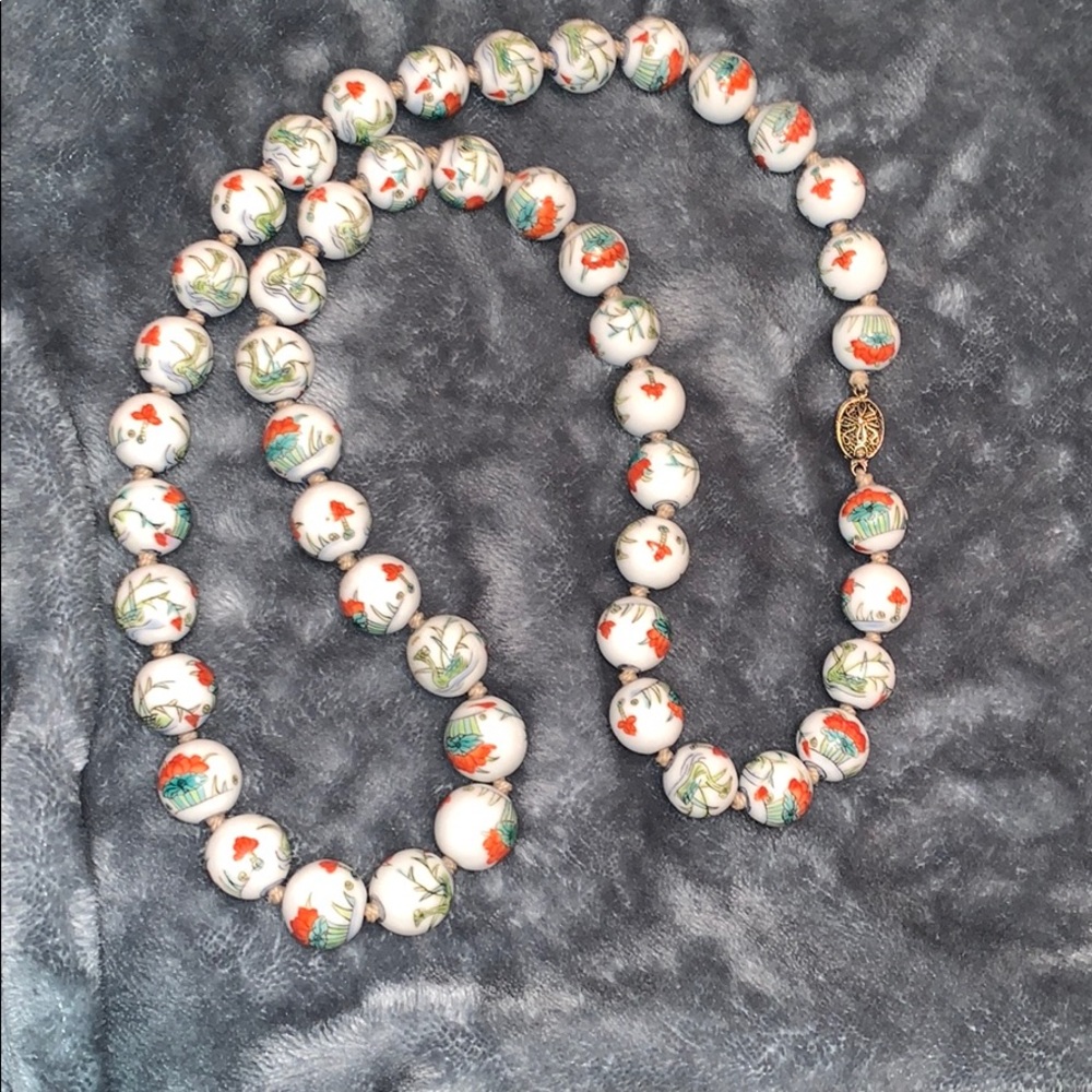 Antique Chinese Porcelain Bead Necklace